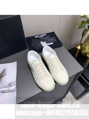 Saint Laurent Canvas YSL Unisex Court Classic Sneakers Embroidered with Saint Laurent 08 2021 Collection