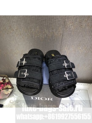 Dior Dior D-Wander Flat Slide Sandals Black 2022 Collection