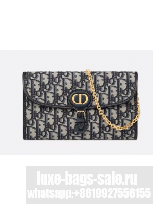DIOR BOBBY EAST-WEST POUCH WITH CHAIN Blue Dior Oblique Jacquard S5703UT
