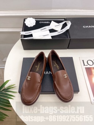 Chanel patent calfskin loafer with CC crystal logo coffee 2025