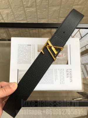 Louis Vuitton LV Tilt Grained Calfskin Belt 40mm with LV Buckle Black 2020 Collection