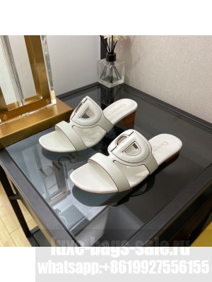 Dior D-CLUB Calfskin Slide Mule Sandals 2022 Collection White