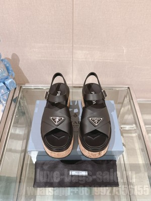 Prada Cork Platform Sandals Black