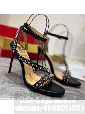 Christian Louboutin Silver Studde Sandals 10cm Black 2021 Collection