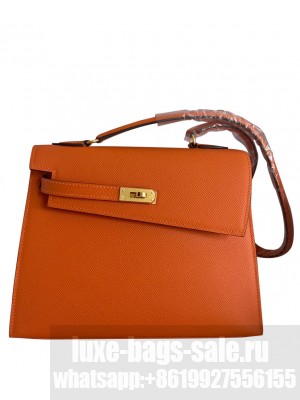 Hermes Kelly II Sellier 25 Epsom Shoulder Bag Orange