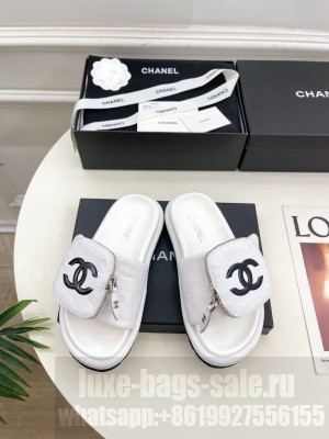 Chanel Canvas Pillow Slides Sandal with Zip Pouch White 2025