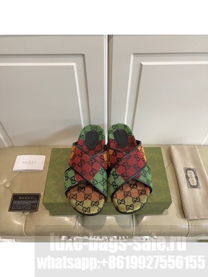 GUCCI GG Multicolor platform sandal 663666 canvas 2021 Collection