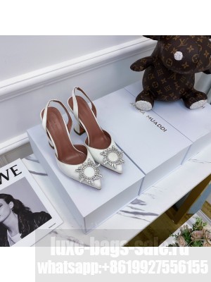AMINA MUADDI HEEL 6.5CM BEGUM SLINGBACK PUMPS SATIN WHITE 07 2021 Collection