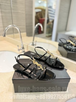 Saint Laurent Patent Leather Flat Sandals
