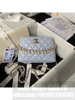 Chanel HOBO HANDBAG Lambskin & Gold-Tone Metal AS3787 light blue
