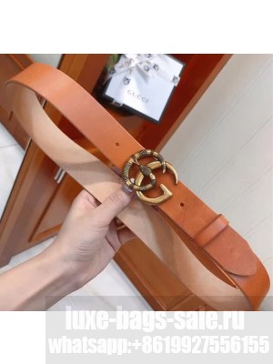 Gucci Leather Men's Belt with Snake Buckle 38mm Width  