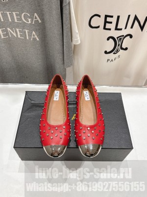 Alaïa CALFSKIN RIVET BALLET FLATS RED