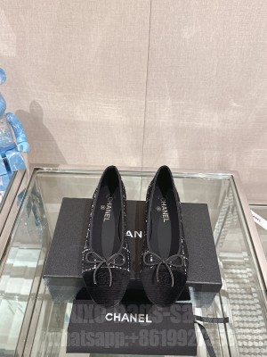 Chanel Tweed Ballerinas Flat Black 2