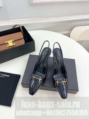 Saint Laurent Slingback Pumps In Patent Leather Black 2023 Collection 