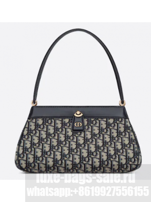 SMALL DIOR KEY BAG Blue Dior Oblique Jacquard M1844O