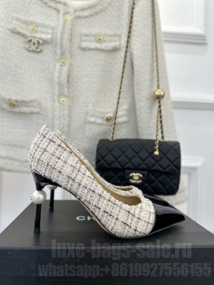 Chanel Pearl Heel 8.5cm Pumps 05