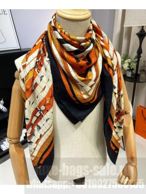 Hermes Women's Coaching Deja-Vu Scarf Black