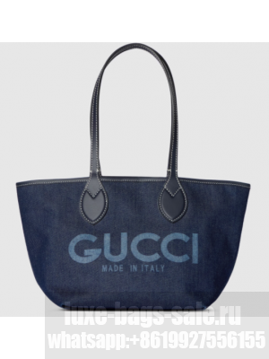 GUCCI TOTISSIMA SMALL REVERSIBLE TOTE 820496 Dark blue denim