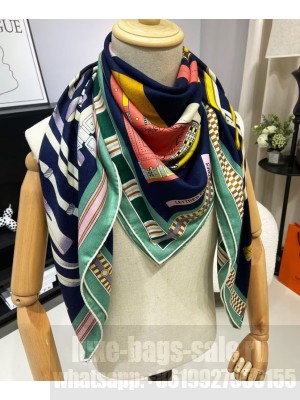 Hermes Women's Lettres Equestres Scarf Blue