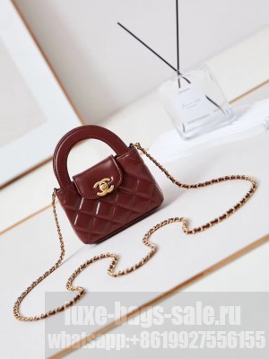 Chanel 23k Vintage Kelly Original Leather Top Handle Bag AS4416 Wine