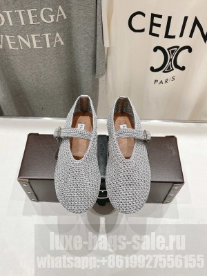 Alaïa BALLET FLATS IN KNITTED LUREX SILVER