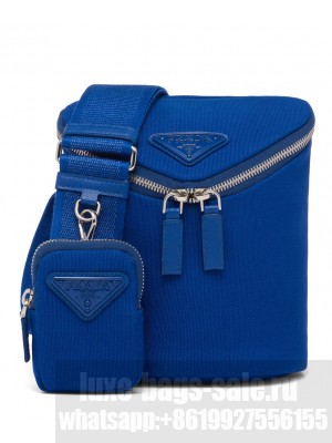 Prada Canvas Shoulder Bag 2VH147 Blue