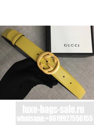 Gucci Width 3cm Leather Belt Yellow With Interlocking G Buckle