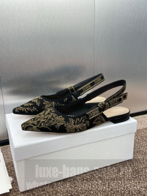 Dior J'Adior Slingback Flats Black and Gold-Tone Millefiori Jacquard 2025
