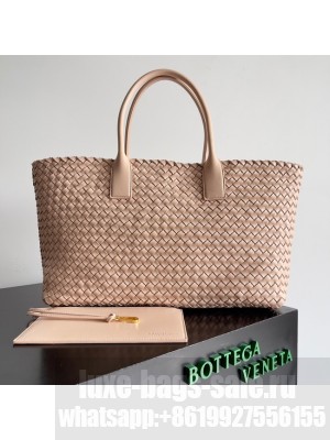 Bottega Veneta Large intreccio leather tote bag 608811 light praline