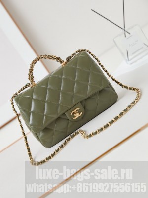 CHANEL 24B MINI FLAP BAG WITH TOP HANDLE AS5043 green