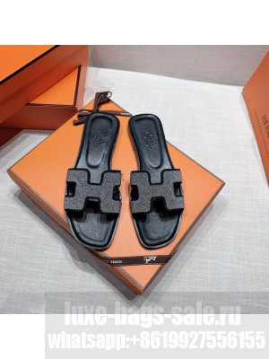 Hermes Oran Flat slippers with rhinestone 060 2021 Collection