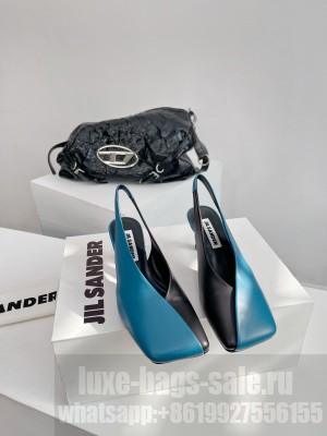 JIL SANDER Lambskin Square Toe Sandals Blue Black