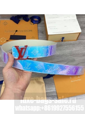 Louis Vuitton Men's Iridescent Belt 40mm with LV Buckle Red 2019 Collection
