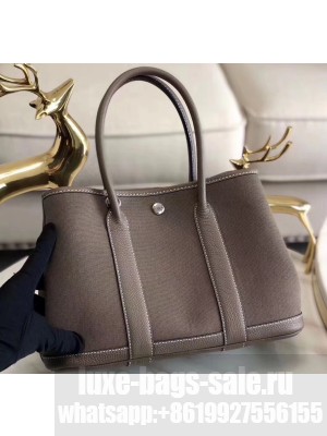 Hermes Canvas Garden Party 30/36 Bag Etoupe