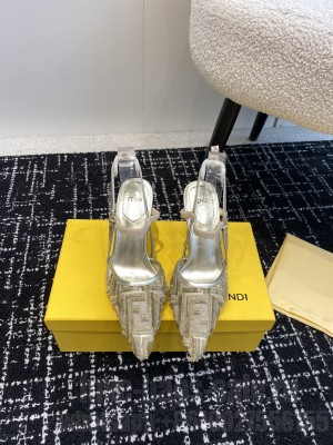 Fendi Women's Colibri Mesh Slingback Sandals Gold 2024
