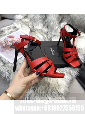 Saint Laurent YSL Metallic Calfskin High-Heel Sandals 10cm Red 020 2021 Collection