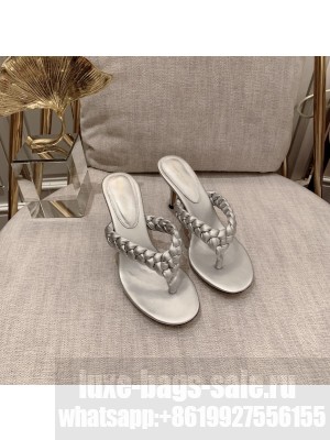 Gianvito Rossi TROPEA Heel 7.5cm thong-sandal in silver leather 2021 Collection
