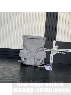 CHANEL BACKPACK Washed Denim AS5310 gray