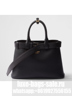 Prada Buckle medium leather handbag with belt 1BA434 Black