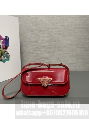 Prada Patent leather shoulder bag with flap 1BD339 red