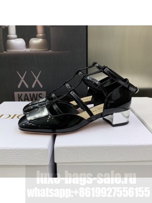 DIOR HEEL 3.5CM PATENT CALFSKIN LA PARISIENNE BALLERINA FLATS BLACK 2022 COLLECTION