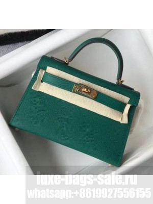 Hermes Mini Kelly II Handbag in Original Epsom Leather Green (Gold Hardware) Collection