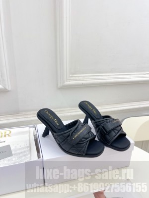 Dior Foldover Heel Slide Sandals 8cm in Cannage Lambskin Black 2023
