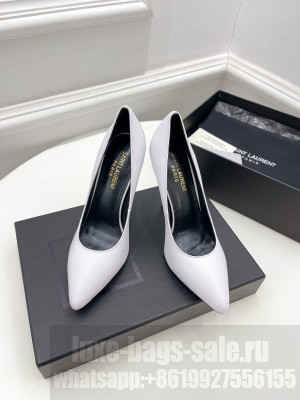 Saint Laurent Women's Calfskin Leather 10cm Pumps White 2022 Collection