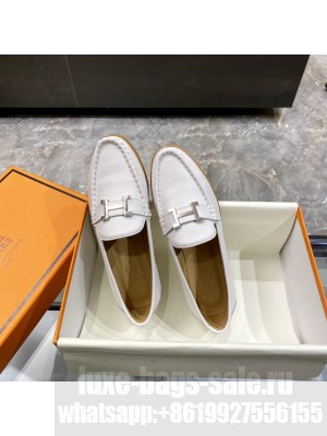 Hermes signature "H" Flat loafer White 2021 Collection