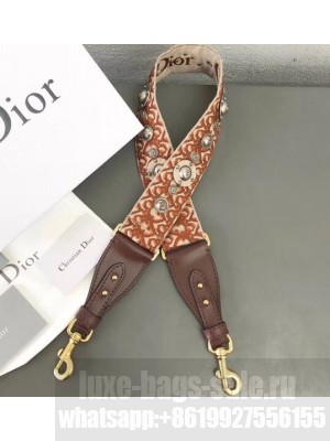 Dior Oblique Canvas Shoulder Strap with Medallions Caramel