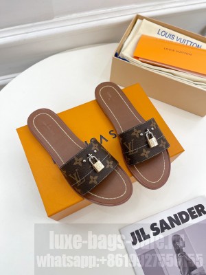 Louis Vuitton Lock It Flat Slide Sandals in Monogram Canvas 2023 02