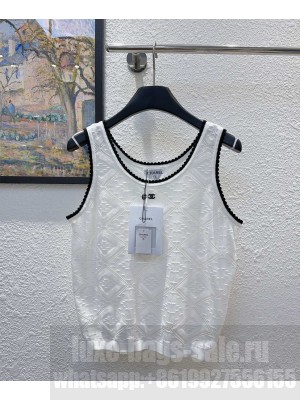 Chanel Women's Diamond Hollow Vest Sweater White