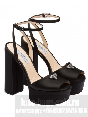 Prada Women's High-heeled Satin Sandals 1XP48B Black