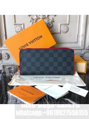 Louis Vuitton Zippy Wallet Vertical 20cm Damier Graphite Canvas Fall/Winter 2017 Collection N63304, Bordeaux